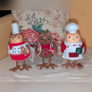 Festive Holiday Chef Bird Figurines Set